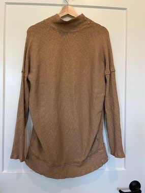 We The Free Waffle Knit Oversized mock neck beachy boho coaster long sleeve top